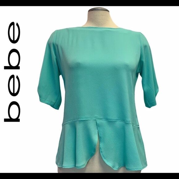 Bebe mint green short sleeve blouse size medium - Picture 1 of 11